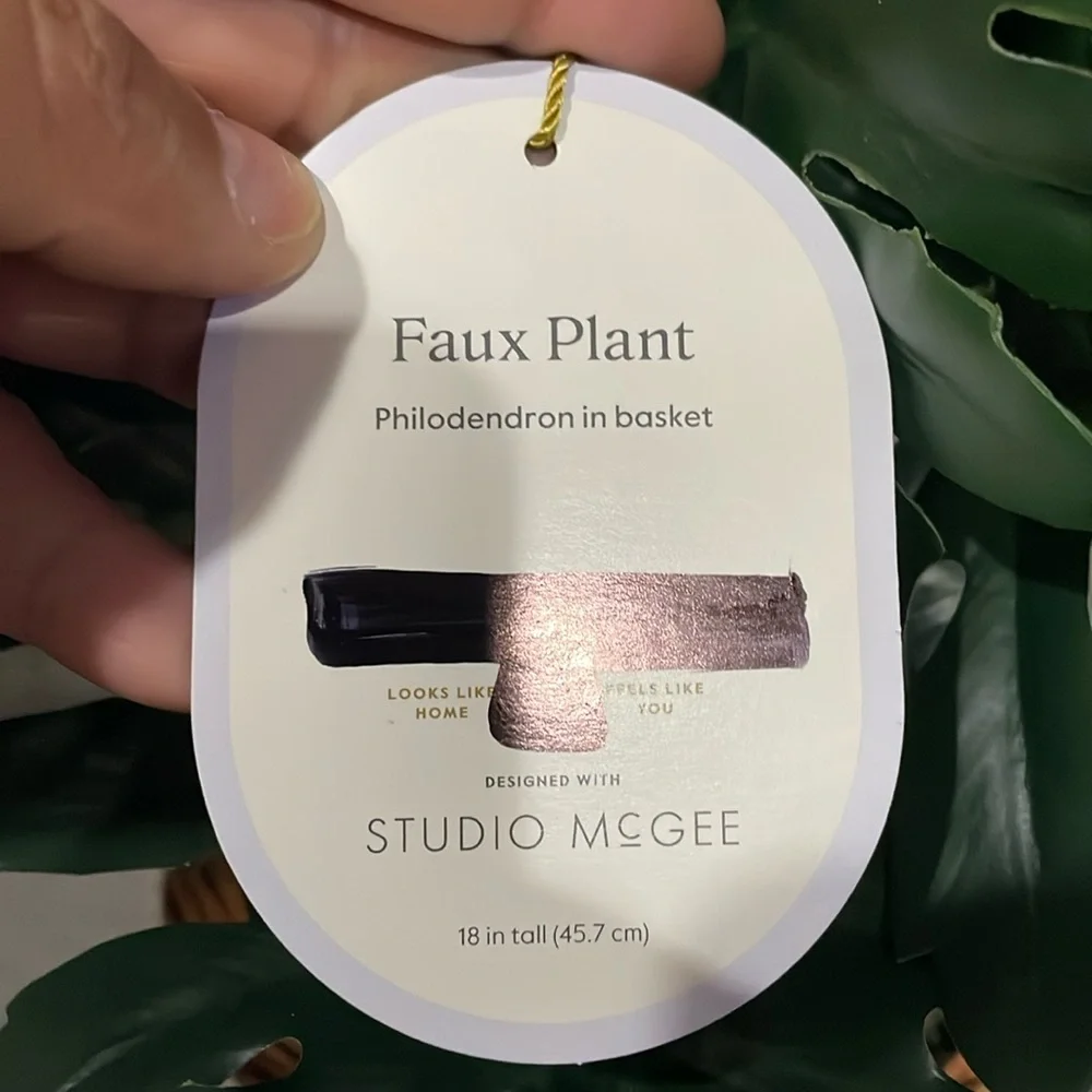 Studio McGee Threshold Target Green Philodendron Faux plant in Basket